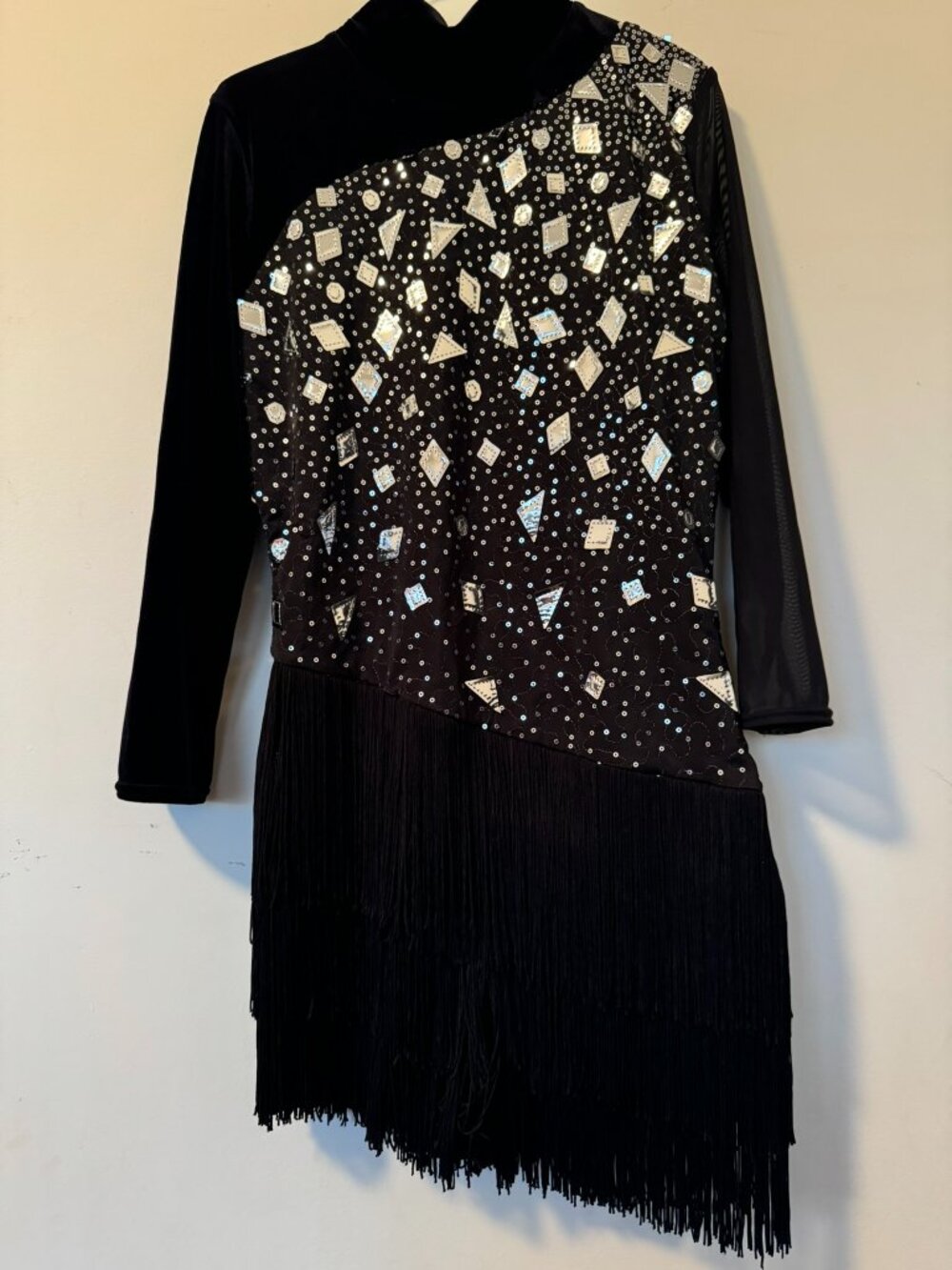 Dance black tap jazz Chicago fringe dress adult medium